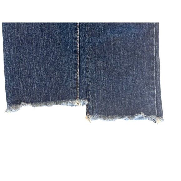 Levi's Premium Denim "Wedgie Straight" Jeans in dark wash Sz 24 w/ fray cuff EUC - Picture 6 of 8